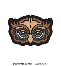 Owl from patterns. Exotic bird in boho style. Vector 