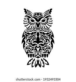 Owl from patterns of polynesia. Good for prints. Isolated on white background. Vector illustration.