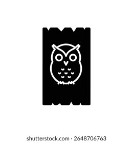 Owl Peeking from Tree Hole Wildlife Bird Silhouette Icon