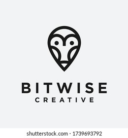 logo de la pluma de búho. icono de autor