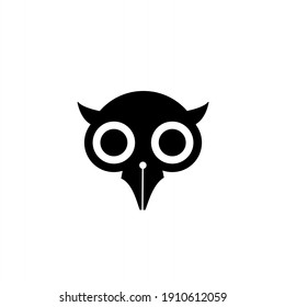 Leche de búho, lápiz inteligente concepto de pajarito con pluma fuente nib diseño de ilustración de icono