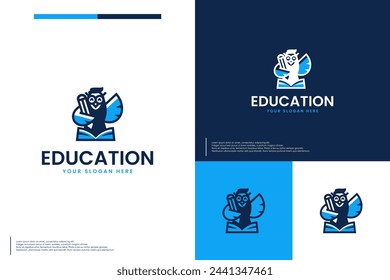 owl and pencil , education symbol , logo design vector.