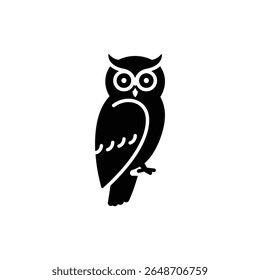 Owl Perched with Feathers for Wildlife or Nature Illustration