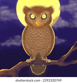 An owl perched on a tree branch