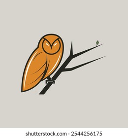 Owl perched on tree branch vector illustration