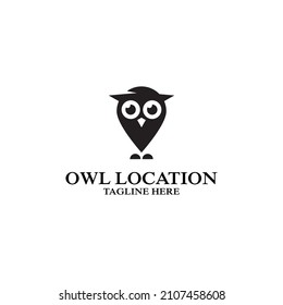 Owl pin location logo design template