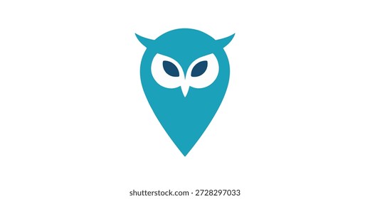 Eule Pin Logo. Eule Location-Logo. Minimalistische Owl Location Logo, Vektorgrafik.