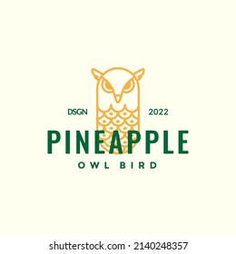 owl with pineapple fruit logo design, vector graphic symbol icon illustration creative idea