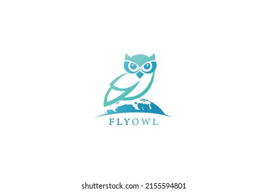 Owl planet logo design. Vector template ready for use. Owl logo vector in modern colorful logo design.  Owl creative icon logo design.