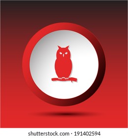 Owl. Plastic button. Vector illustration.