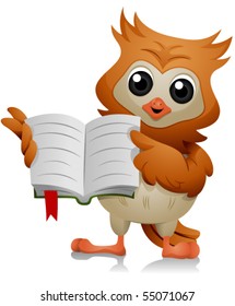 Owl pointing on an open book - Vector