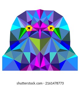 Lechuza con diseño de poli sobre fondo blanco.