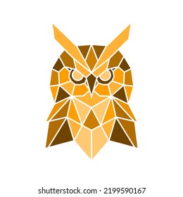 Owl polygonal head. Scandinavian style minimalist triangle geometric background design Vector template