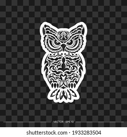 Owl from Polynesian patterns. Outline drawing. Vector