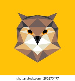 Owl portrait. Abstract low poly design. Vector illustration.