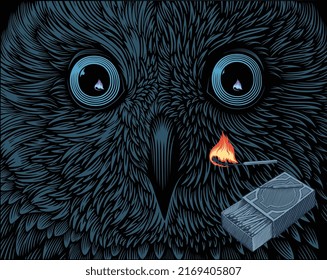 Owl portrait. Editable hand drawn illustration. Vector vintage engraving. 8 EPS