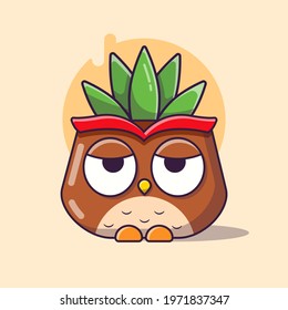 Owl pot flat illustration Design