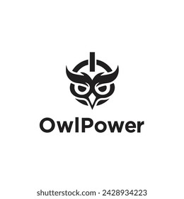 Owl Power Logo Design Animals Vector