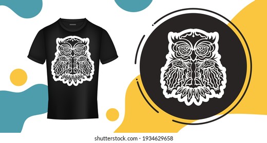 Owl print in boho style. Exclusive style. Good for T-shirts, postcards and prints. Vector illustration.