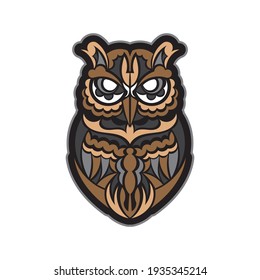 Owl print in boho style. Good for clothing and textiles. Vector 
