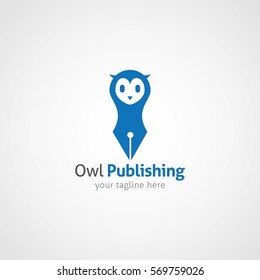 Owl Publishing Logo Design Vector. Flat Style Design