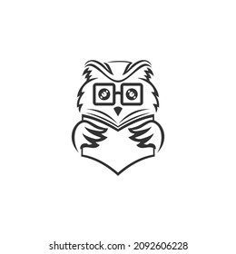 Plantilla de icono del libro de lectura de búho aislada