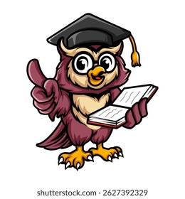 Owl reading book Mascot Logo Concept