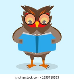 Owl reading a book vector