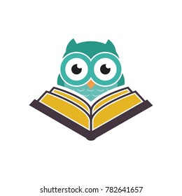 Owl Reading A Book Vector Illustration