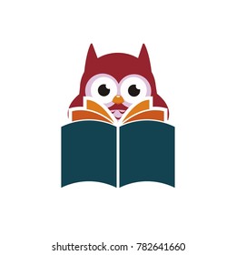 owl reading a book vector illustration