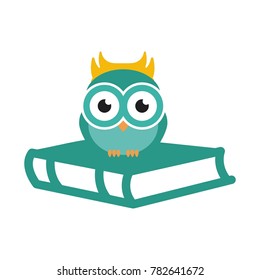 Owl Reading A Book Vector Illustration