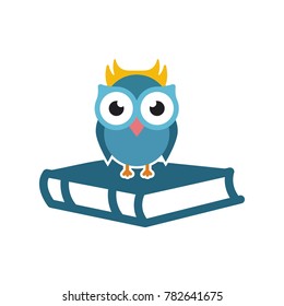 owl reading a book vector illustration
