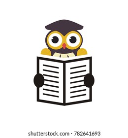 owl reading a book vector illustration
