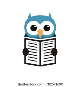 owl reading a book vector illustration