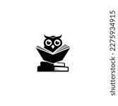 owl reading book vector logo
