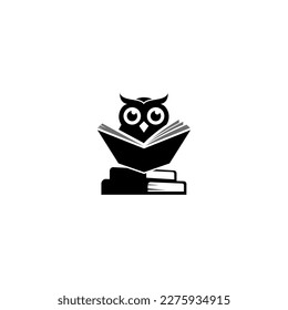 owl reading book vector logo
