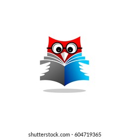 owl reading book vector logo