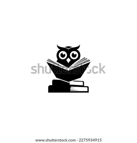 owl reading book vector logo
