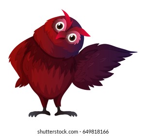 Owl with red feather illustration