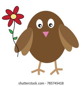 Owl with Red Flower