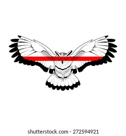 Owl with red stripe