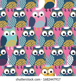 OWL REPEAT YARDAGE FUN GRAPHIC VECTOR WALLPAPER CUTE AND FUN