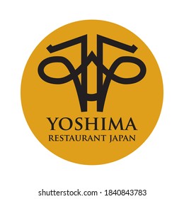 owl restaurant japan logo on isolated orange background