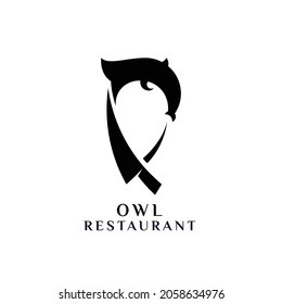 Owl restaurant logo design in the white background