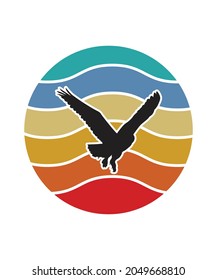 Owl Retro Sunset Design template. Vector design template for logo, badges, t-shirt, POD and book cover. Isolated white background.
