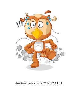 the owl running illustration. character vector