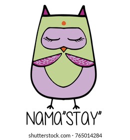 An owl saluting all the world with a nice namastepose