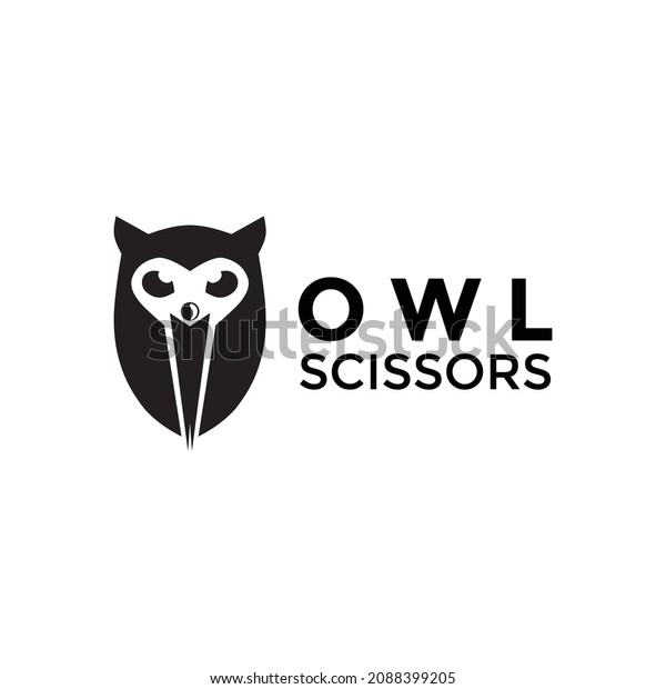 Owl and scissors\
vector illustration logo