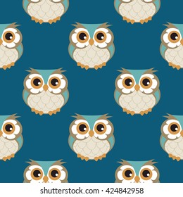 Owl Seamless Pattern.