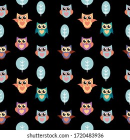 Owl Seamless Pattern Background Vector Illustration EPS10
